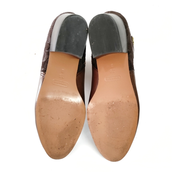 Coach Page Leather and Suede Logo Embossed Ankle Boot Size 7.5 Brown - Picture 11 of 11